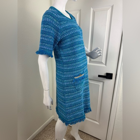 Lilly Pulitzer Beckington Sweaterdress Blue Grotto Metallic Tweed LG #131 - Picture 4 of 17